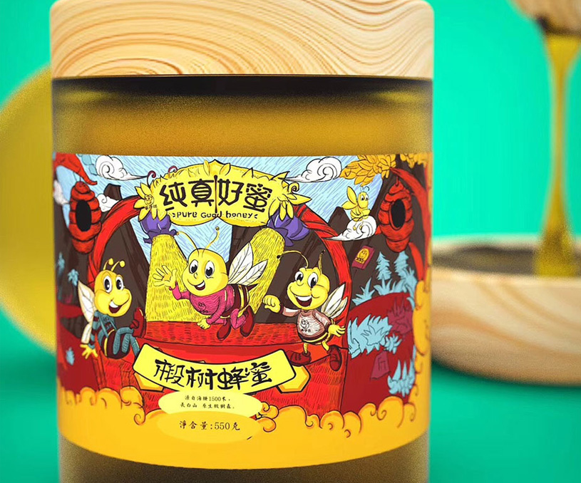 来伊份蜂蜜包装设计 蜂蜜类包装创意 插画包装